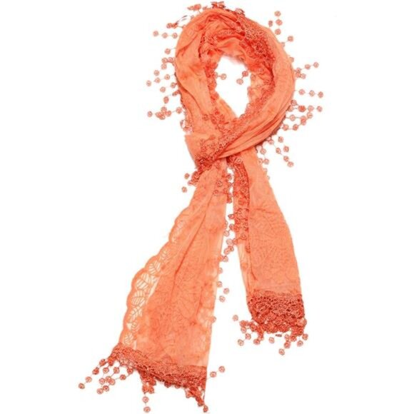 Women's lightweight Feminine lace teardrop fringe Lace Scarf Vintage Scarf Mesh - Picture 2 of 6